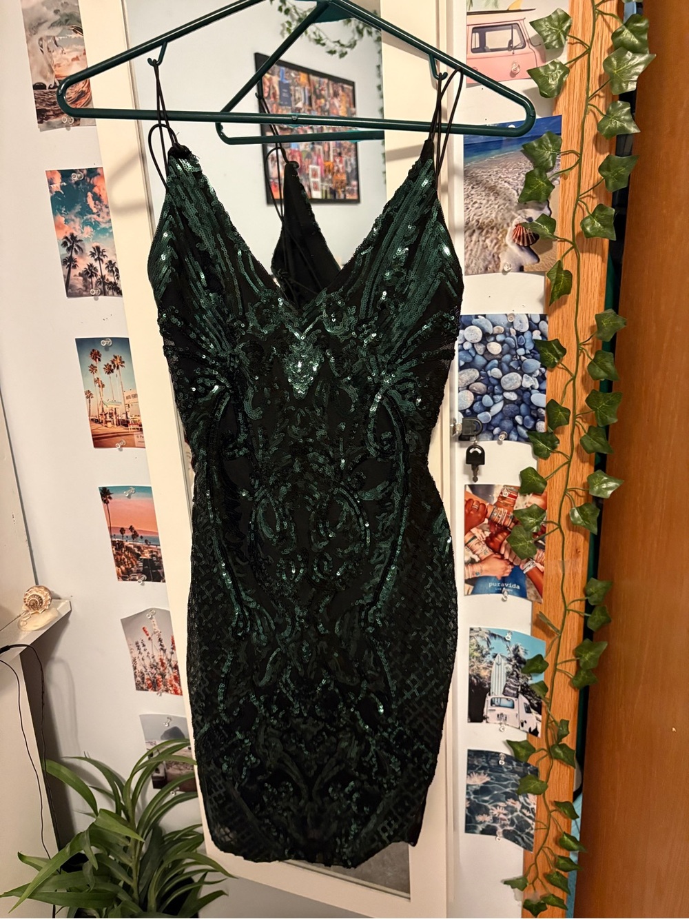 Windsor Emerald Green Sequin Mini Dress